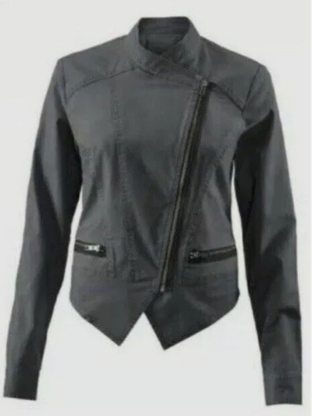 CAbi Twilight Charcoal Blue Gray Moto Asymmetrical Zip-Front Jacket #3023 Size M